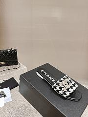 Fortok Chanel Houndstooth Sandals Black - 4