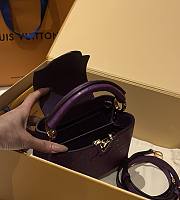 Fortok Louis Vuitton Capucines Bag Purple Ostrich Leather Pattern 21x14x9cm - 4