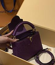 Fortok Louis Vuitton Capucines Bag Purple Ostrich Leather Pattern 21x14x9cm - 2