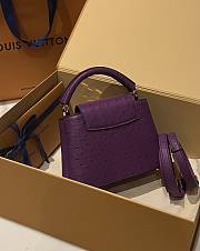 Fortok Louis Vuitton Capucines Bag Purple Ostrich Leather Pattern 21x14x9cm - 6