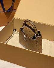 Fortok Louis Vuitton Capucines Bag Brown Ostrich Leather Pattern 21x14x9cm - 2