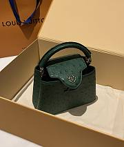 Fortok Louis Vuitton Capucines Bag Green Ostrich Leather Pattern 21x14x9cm - 4