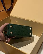 Fortok Louis Vuitton Capucines Bag Green Ostrich Leather Pattern 21x14x9cm - 5