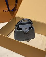 Fortok Louis Vuitton Capucines Bag Blue Ostrich Leather Pattern 21x14x9cm - 4