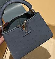 Fortok Louis Vuitton Capucines Bag Blue Ostrich Leather Pattern 21x14x9cm - 3