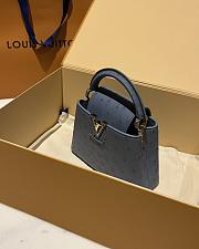 Fortok Louis Vuitton Capucines Bag Blue Ostrich Leather Pattern 21x14x9cm - 2