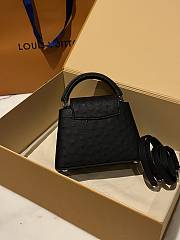 Fortok Louis Vuitton Capucines Bag Black Ostrich Leather Pattern 21x14x9cm - 6