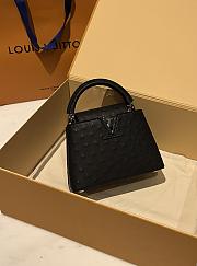 Fortok Louis Vuitton Capucines Bag Black Ostrich Leather Pattern 21x14x9cm - 2