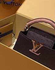 Fortok Louis Vuitton Capucines Bag Pink & Purple Ostrich Leather Pattern 21x14x9cm - 6