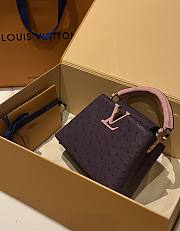 Fortok Louis Vuitton Capucines Bag Pink & Purple Ostrich Leather Pattern 21x14x9cm - 4