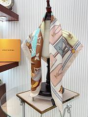 Fortok Louis Vuitton Tag Me Square Silk Scarf Beige 90x90cm - 3