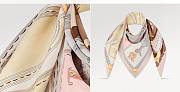 Fortok Louis Vuitton Tag Me Square Silk Scarf Beige 90x90cm - 4