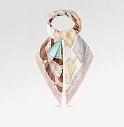 Fortok Louis Vuitton Tag Me Square Silk Scarf Beige 90x90cm - 5