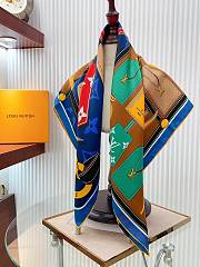 Fortok Louis Vuitton Tag Me Square Silk Scarf Blue 90x90cm - 1