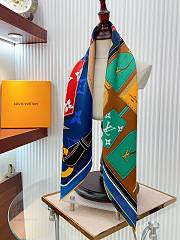 Fortok Louis Vuitton Tag Me Square Silk Scarf Blue 90x90cm - 5