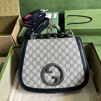 Fortok Gucci Black & Beige Medium Interlocking G Blondie Bag 29x22x7cm