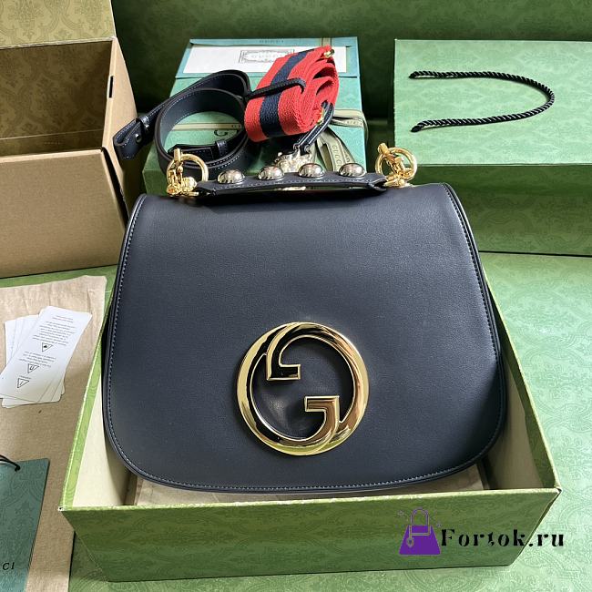 Fortok Gucci Dark Blue Medium Interlocking G Blondie Bag 29x22x7cm - 1