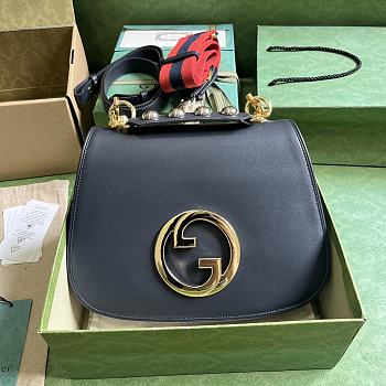 Fortok Gucci Dark Blue Medium Interlocking G Blondie Bag 29x22x7cm