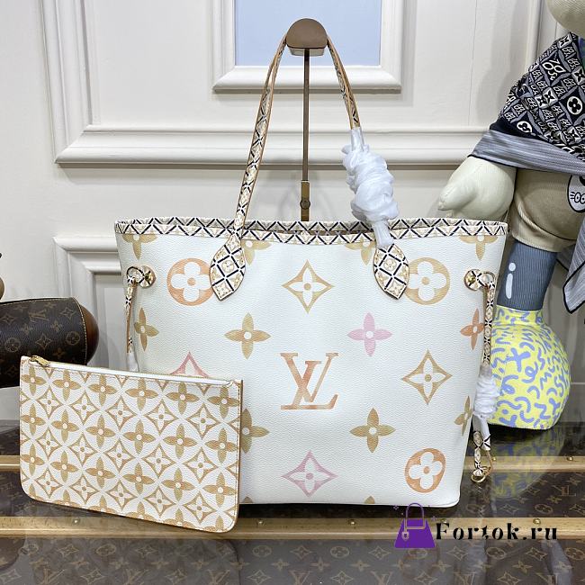 Fortok Louis Vuitton Neverfull MM Bag Beige M22978 31x28x14cm - 1