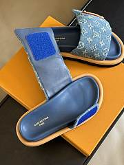 Fortok Louis Vuitton Pool Pillow Flat Comfort Mules Blue - 2