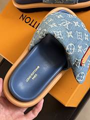 Fortok Louis Vuitton Pool Pillow Flat Comfort Mules Blue - 4