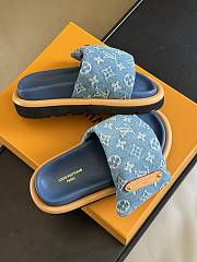 Fortok Louis Vuitton Pool Pillow Flat Comfort Mules Blue - 6