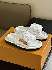 Fortok Louis Vuitton Pool Pillow Flat Comfort Mules White - 1