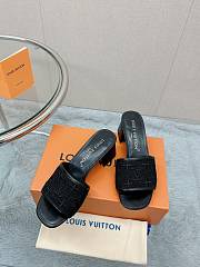Fortok Louis Vuitton Embroidered Slippers Black  - 6