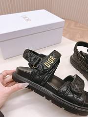 Fortok Dior Dioract Black Quilted Cannage Calfskin Sandals - 5