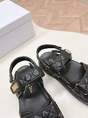 Fortok Dior Dioract Black Quilted Cannage Calfskin Sandals - 2