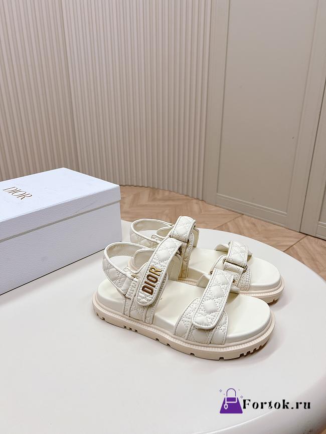 Fortok Dior Dioract White Quilted Cannage Calfskin Sandals - 1