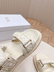 Fortok Dior Dioract White Quilted Cannage Calfskin Sandals - 5