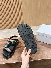 Fortok Dior D-Wave Black Multicolor Embroidered Cotton Sandals  - 5