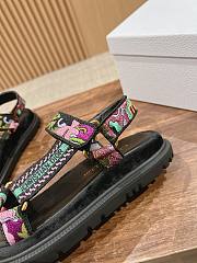 Fortok Dior D-Wave Black Multicolor Embroidered Cotton Sandals  - 4