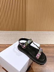 Fortok Dior D-Wave Black Multicolor Embroidered Cotton Sandals  - 3