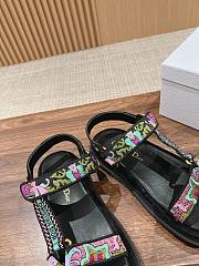 Fortok Dior D-Wave Black Multicolor Embroidered Cotton Sandals  - 2