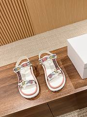 Fortok Dior D-Wave White Multicolor Embroidered Cotton Sandals - 1