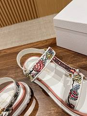 Fortok Dior D-Wave White Multicolor Embroidered Cotton Sandals - 6