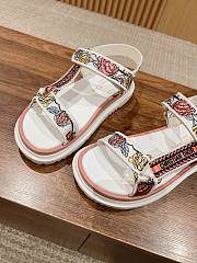 Fortok Dior D-Wave White Multicolor Embroidered Cotton Sandals - 5