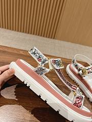 Fortok Dior D-Wave White Multicolor Embroidered Cotton Sandals - 4