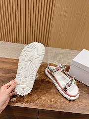 Fortok Dior D-Wave White Multicolor Embroidered Cotton Sandals - 3
