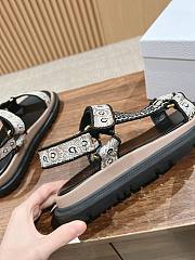 Fortok Dior D-Wave Beige Multicolor Embroidered Cotton with Butterfly Bandana Motif Sandals - 4