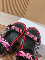 Fortok Dior D-Wave Pink Multicolor Embroidered Cotton Sandals - 6