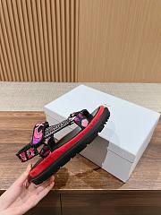 Fortok Dior D-Wave Pink Multicolor Embroidered Cotton Sandals - 4