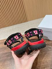 Fortok Dior D-Wave Pink Multicolor Embroidered Cotton Sandals - 3
