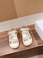 Fortok Dior D-Wave White and Gold-Tone Gradient Butterflies Embroidered Cotton Sandals - 1
