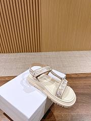 Fortok Dior D-Wave White and Gold-Tone Gradient Butterflies Embroidered Cotton Sandals - 6