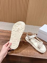 Fortok Dior D-Wave White and Gold-Tone Gradient Butterflies Embroidered Cotton Sandals - 4