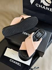 Fortok Chanel Mules Fabric Sandals Pink - 4