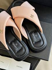 Fortok Chanel Mules Fabric Sandals Pink - 2